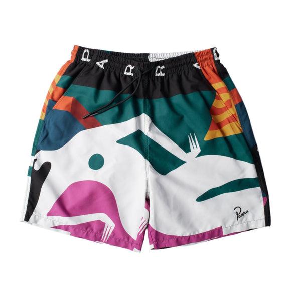 Parra - Beached in White Swim Shorts