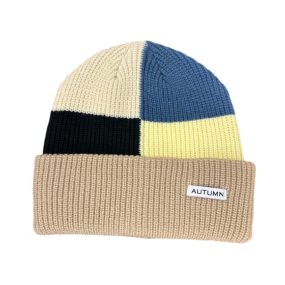 Autumn Headwear - Patchwork Beanie (Khaki)