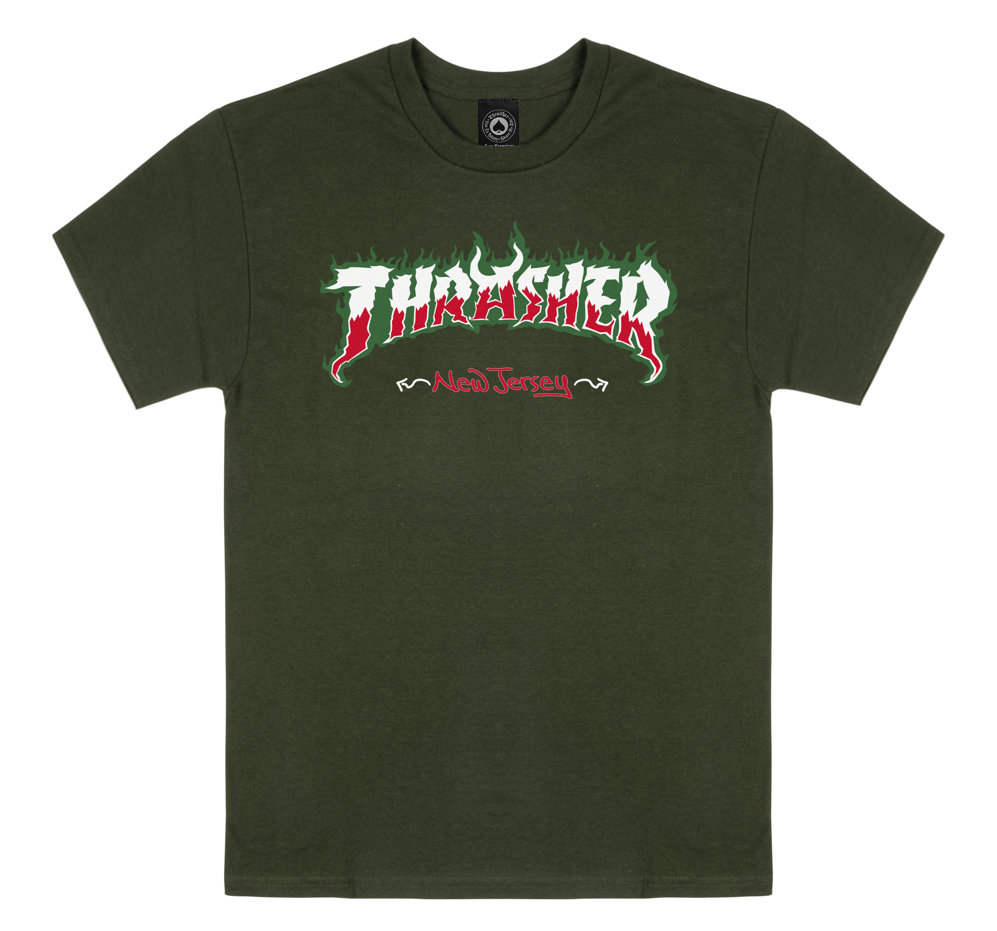 NJ x Thrasher - Green Flame Tee – NJ Skateshop