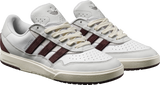 White sneakers with brown accents on a white background